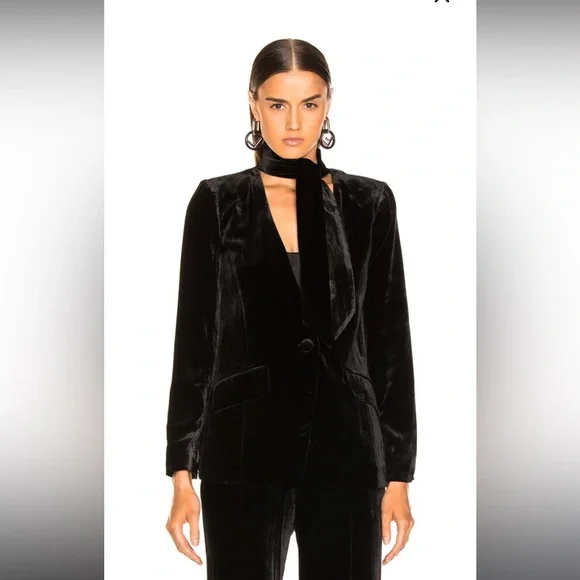 FRAME Velvet Neck Tie Blazer - Picture 16 of 16